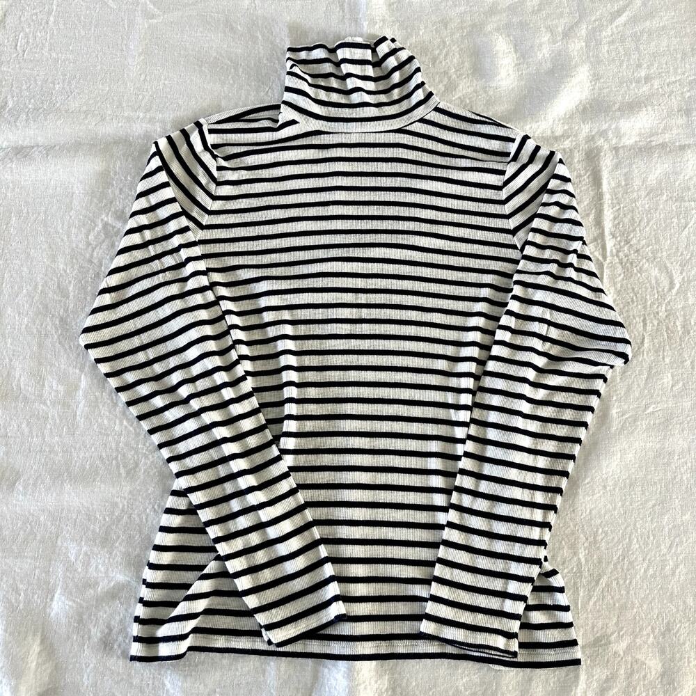 Aerie Navy White Stripe Turtleneck Long Sleeve